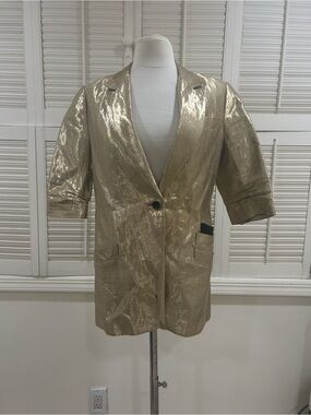 Elizabeth and James Metallic Gold Women's Blazer Jacket
